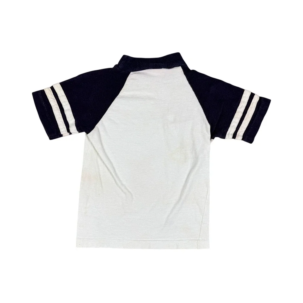 Vintage Donmoor‎ Kids Crewneck Raglan T-Shirt Blue White 70s USA Made Size 8